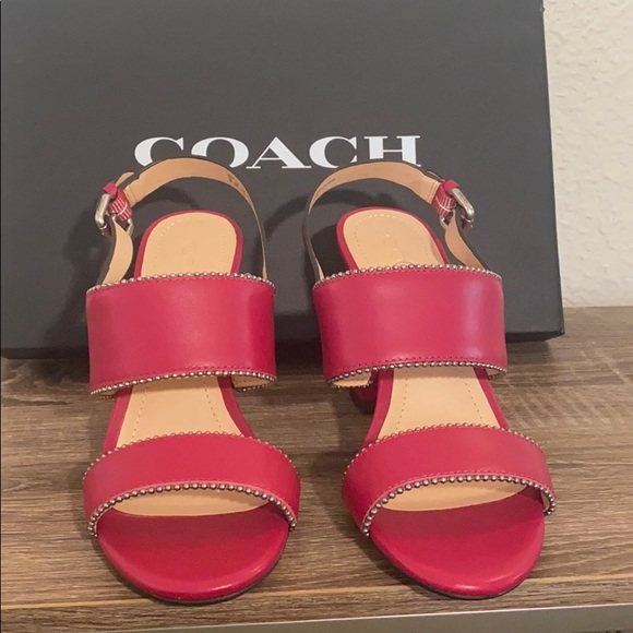 NIB Coach Rylie Sandal in Bright Cherry - Picture 4 of 11